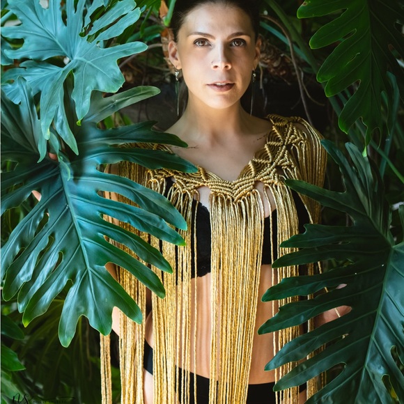 Extra Long Handmade Macrame Poncho - Picture 8 of 13